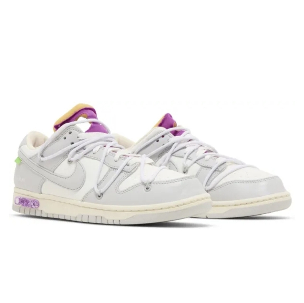 Nike Dunk Low Off-White Gray and White with Purple Accents